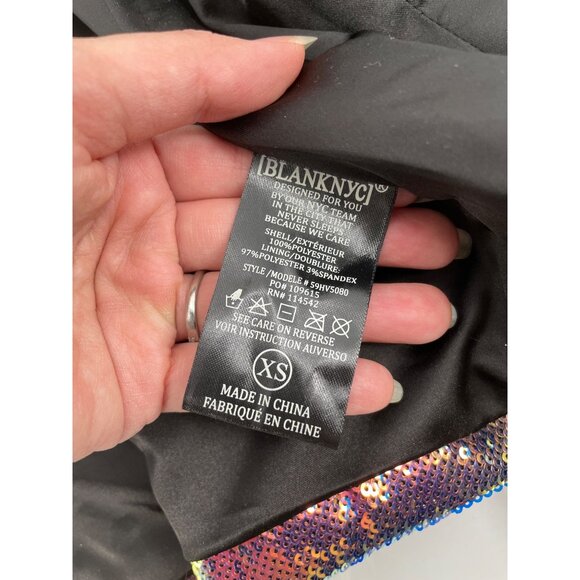 BlankNYC Sequin Jacket Iridescent Open Front NYE Party Multicolor Holiday XS - Picture 5 of 8